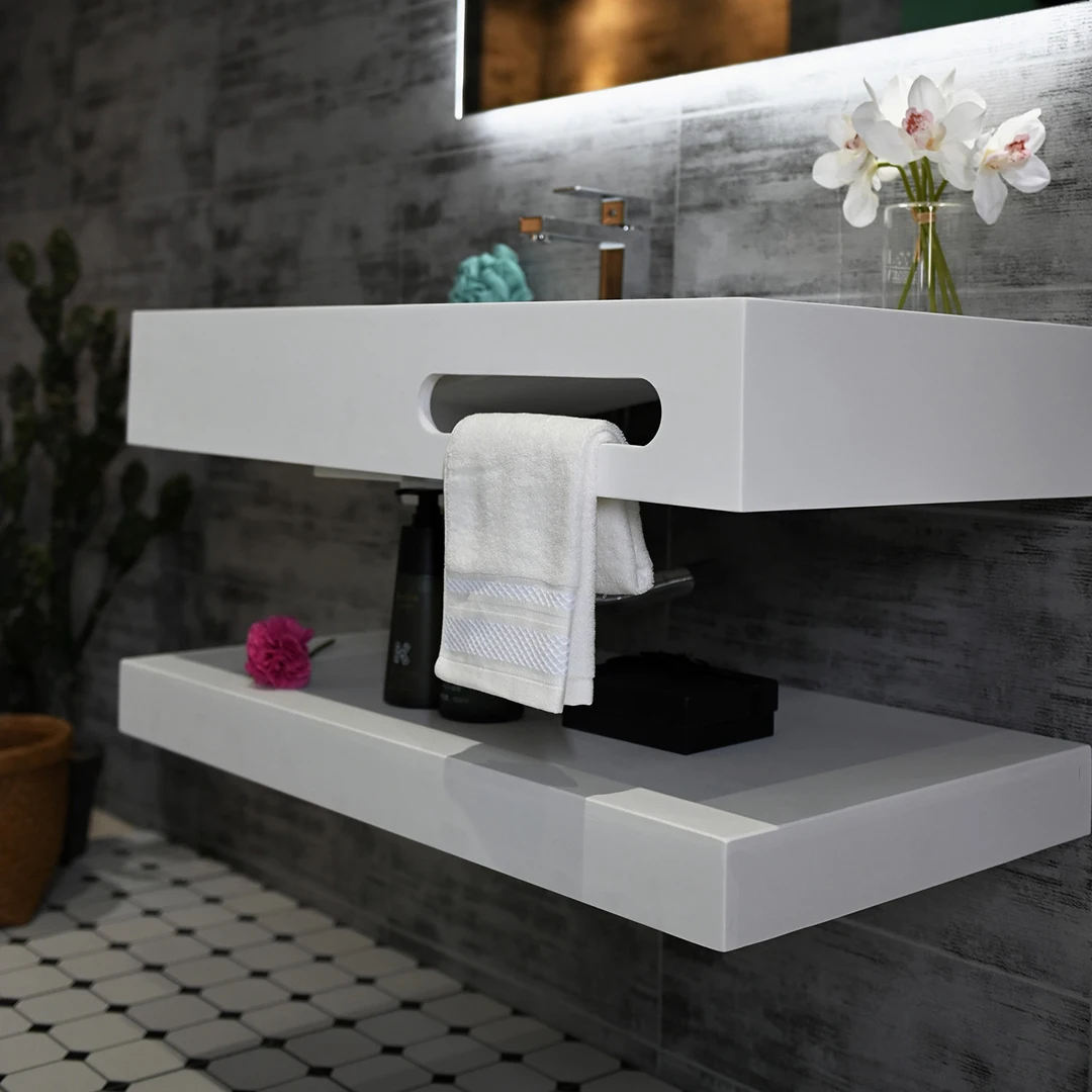 Resin Bathroom Cabinet Simple Modern Style Double Layer Design Washbasin Vanities Sink Bathroom Furniture