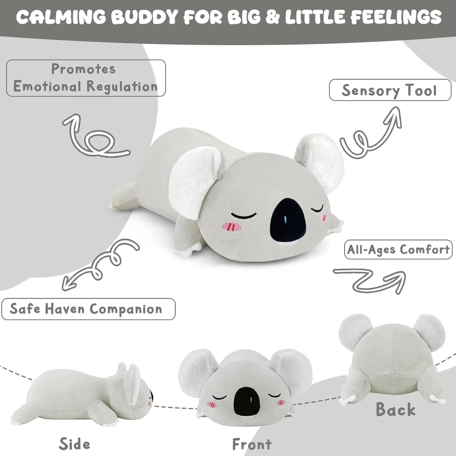 Peluche de Koala con Cuentas, Adorable Almohada de Regalo para Adultos y Niños, 9.8 Pulgadas