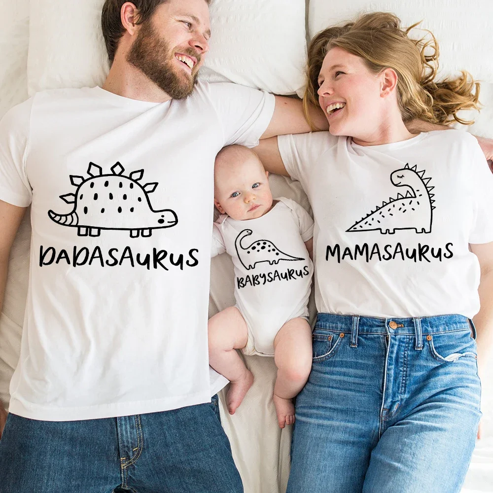 Dinosaur Family Shirts Mommy Daddy Shirt Baby Bodysuits Family Matching Outfits Short Sleeve Family Tshirt Family Gift Shirt