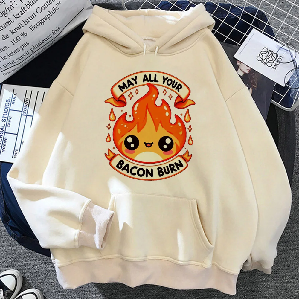 Calcifer hoodies women long sleeve top 90s aesthetic graphic Pullover sweater women graphic Hood