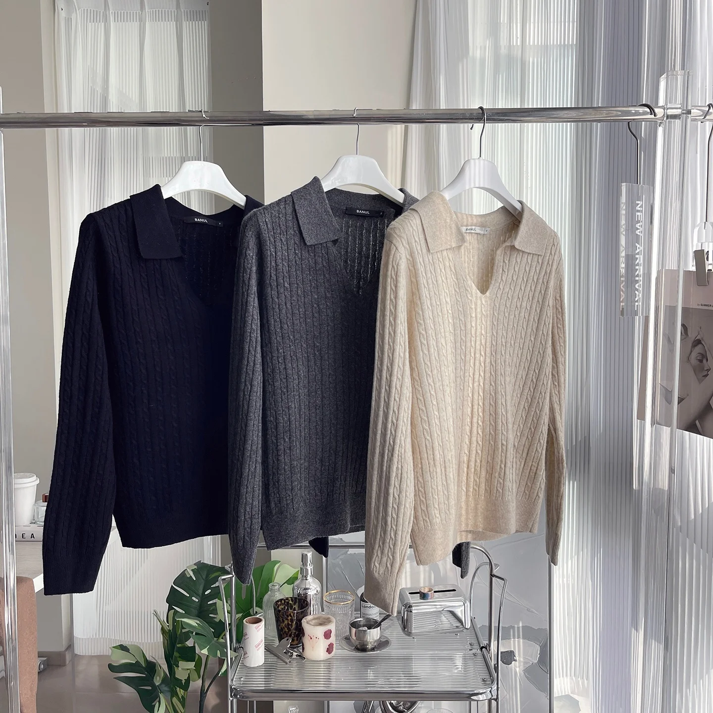 

Вязаная шерстяная кофта с воротником, универсальная, элегантная, с цветочным узором, длинный рукав, стандартный крой, трикотаж для женщин