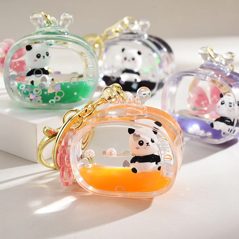 10pcs/lot creative style acrylic tv panda keychain panda key ring