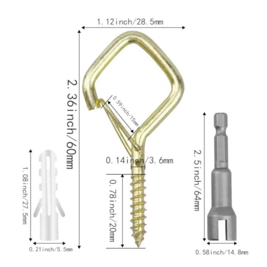 32-Pack Heavy-Duty en Screw Eye Hooks with Safety Clips Metal Ceiling Hooks for Hanging Plants, Wind Chimes, Bird Feeders and I