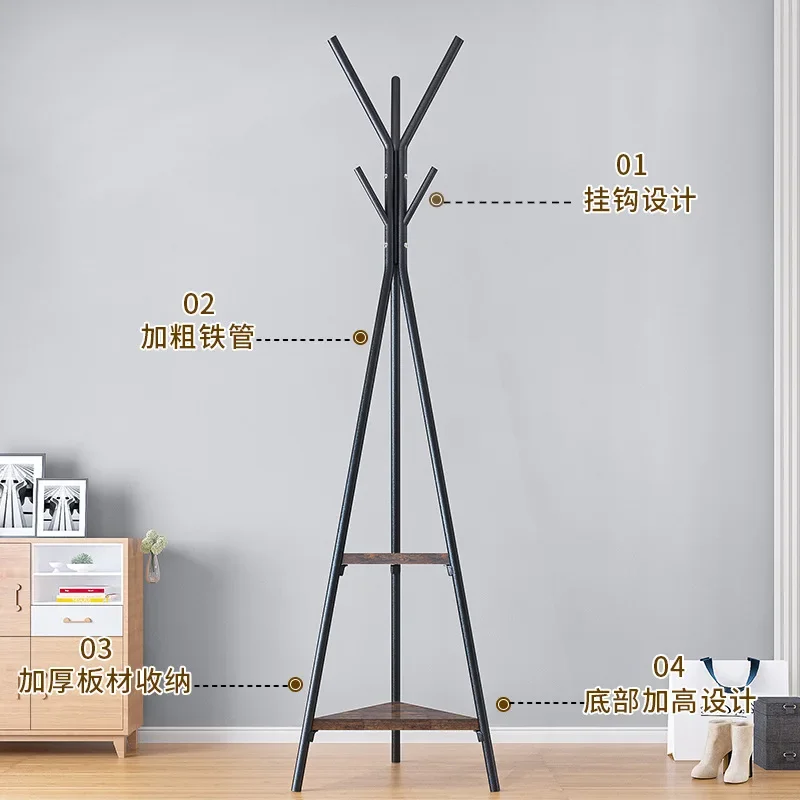 Simple Hanger Floor-to-ceiling Bedroom Coat Rack Small Clothes Rack Bag Household Wrought Iron