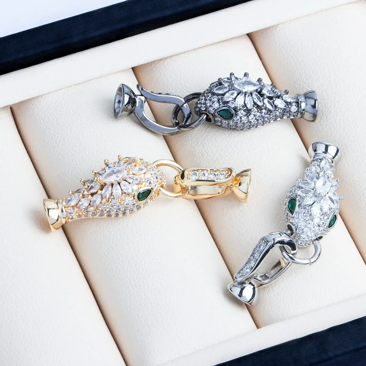 

18K Gold Plated Micro-inlaid Zircon Snake Head Buckle Necklace Bracelet Ending Buckle Connecting Buckle DIY Jewelry Accessories