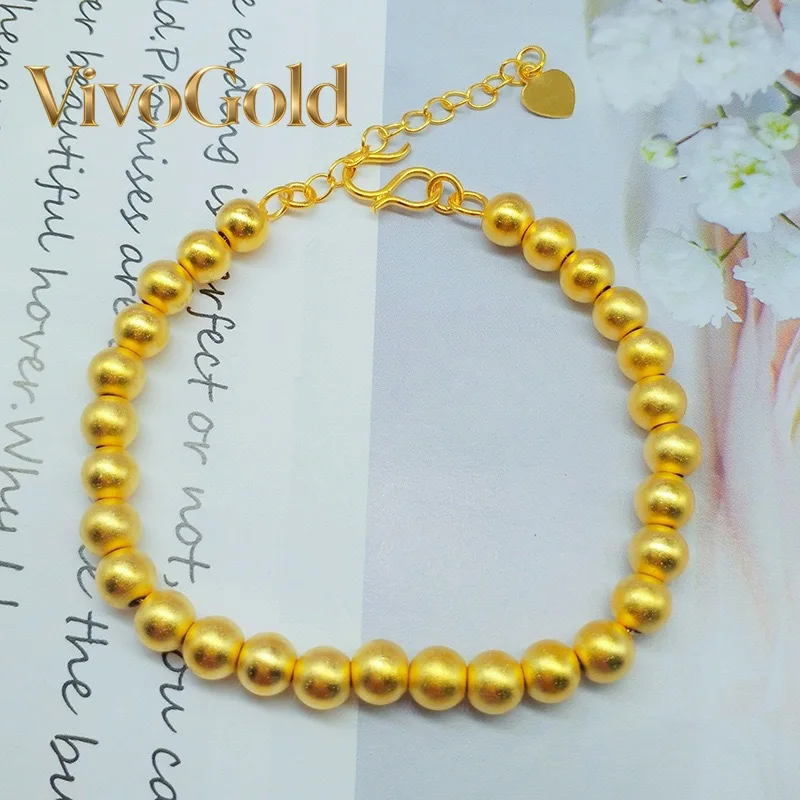 

VivoGoldPure gold bracelet 9999 real gold bracelet 24K gold women's good luck bead bracelet AU999 women's bead bracelet gold jew