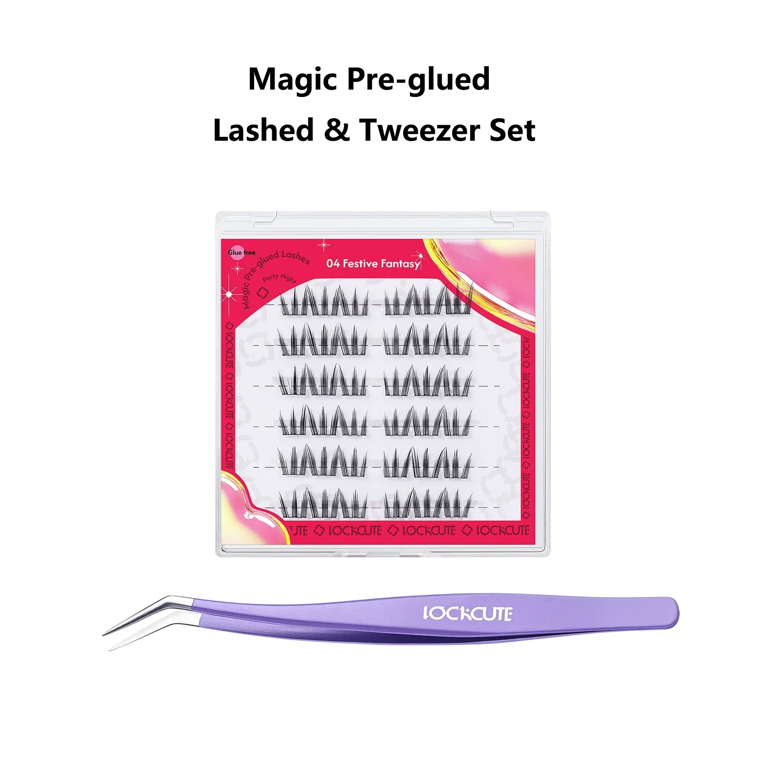 Pre-glued False Eyelashes Tweezers Set Self-Adhesive Lash Cluster Party Daily Voluminous Eyelashes Reusable for Doll Comic Style