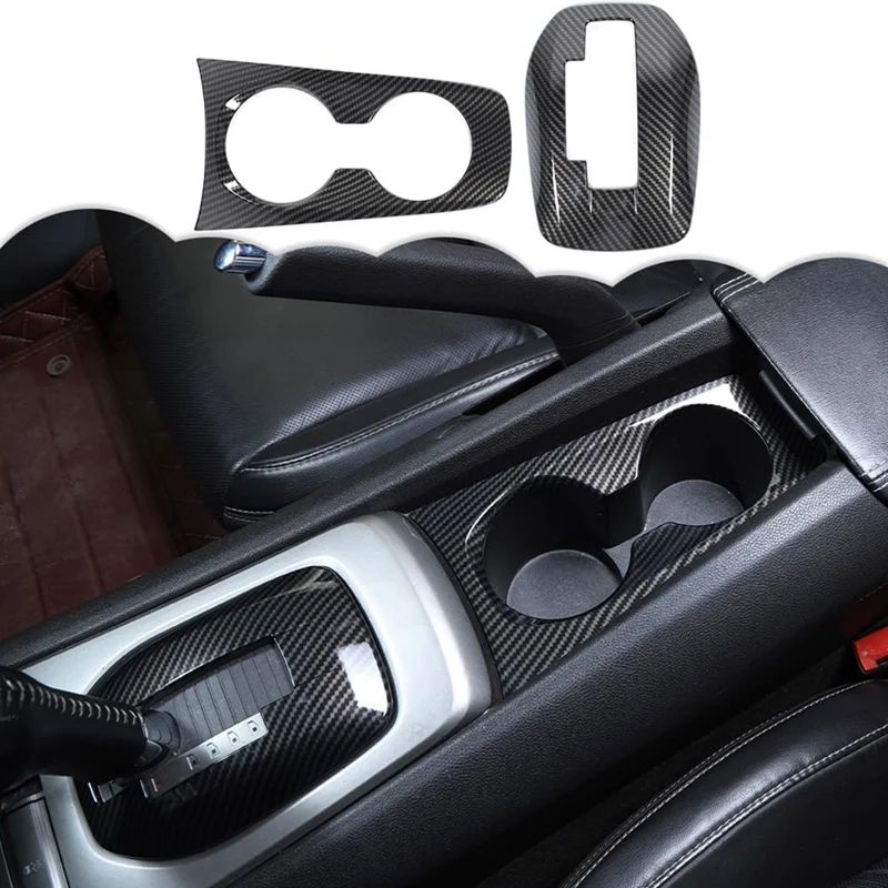 

Carbon Fiber Gear Shift Panel Cup Holder Trim Cover Kit For Chevrolet Camaro 2010-2015 Interior Accessories LHD