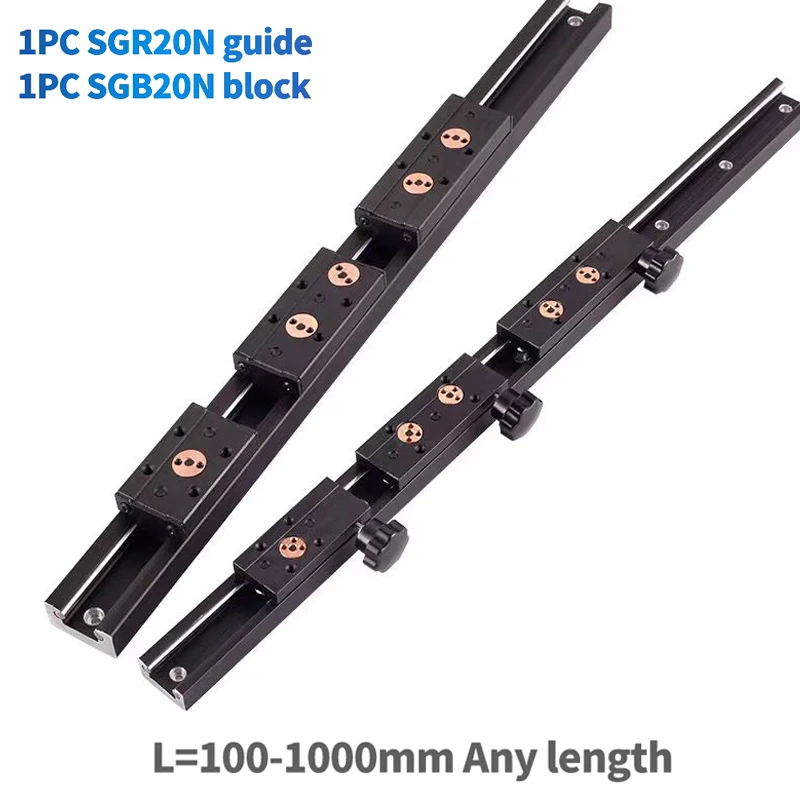 Blackening Built-in dual-axis linear guide 47mm SGR20N Roller slide 1set 1 SGB20N block and 1 SGR20N guide 3D Printer Part