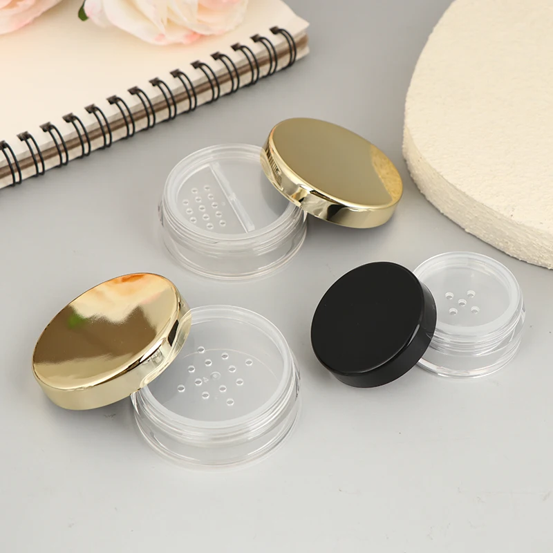 Pote Vazio para Pó Solto 5/10/20/30g com Peneira Rotativa, Recipiente Plástico para Maquiagem, Pote de Pó Cosmético com Tampa Giratória