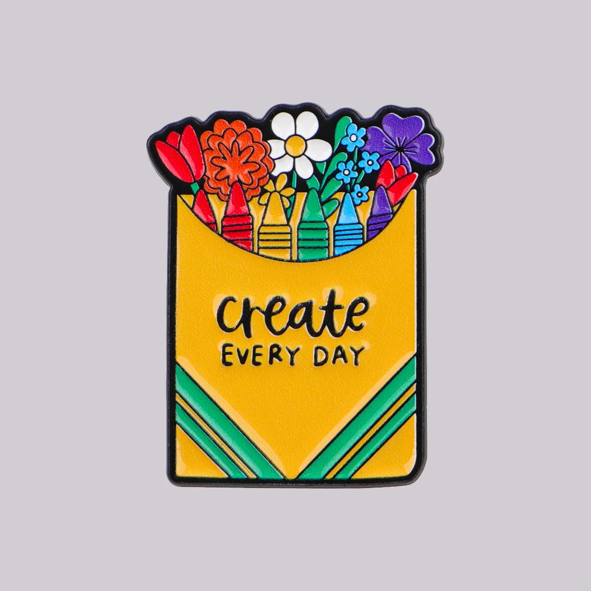 create EVERY DAY Enamel Pin Flowers Brooch Lapel Pins Badge on Backpack Clothing Accessories Fashion Jewelry Designer Gift