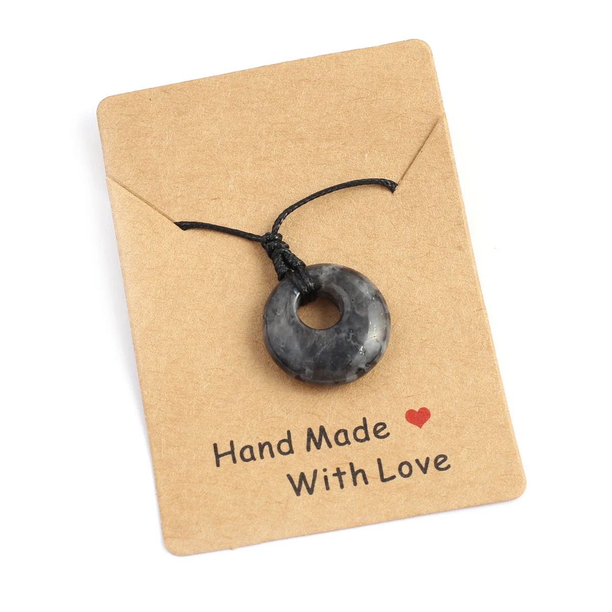Charming Big Hole Beads Natural Stone Round Amethyst Agate Jade Pendant Necklace Neutral Style Jewelry Accessories Gift for Pare