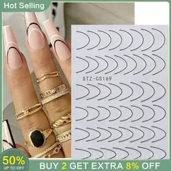 3d adesivos para nail art, design francês, acessórios de moda, linha metálica, para nail art