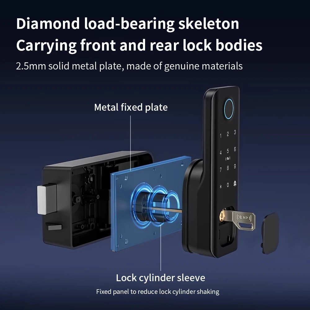 Wifi Fingerprint Waterproof Outdoor Garden Lock Remote Control Support Tuya App Code Keyless Smart Door Lock Electric Rim Lock