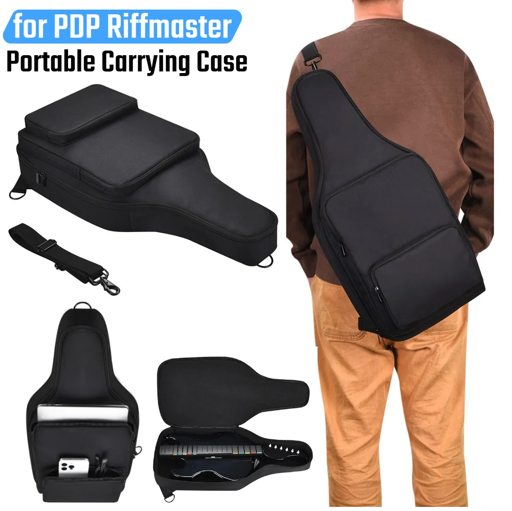 

Portable Carrying Case For PDP Riffmaster Wireless Guitar Controller Anti-Scratch Storage Bag Adjustable Strap with Pockets