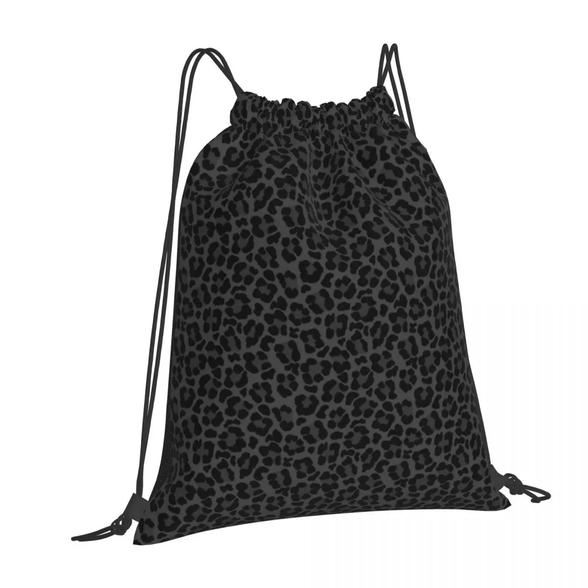 

Black Leopard Print Backpacks Multi-function Drawstring Bundle Pocket Sports Bag Book Bags for Man Woman Students