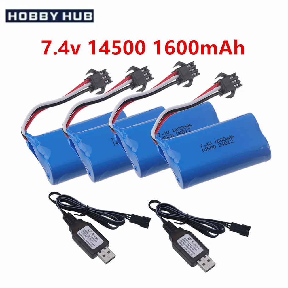 Li-Ionen-Akku 7,4 V 1600 mAh 14500 Batterien für ferngesteuerte Hubschrauber Quadcopter RC Auto LKW Spielzeugteile mit SM-3P-Stecker