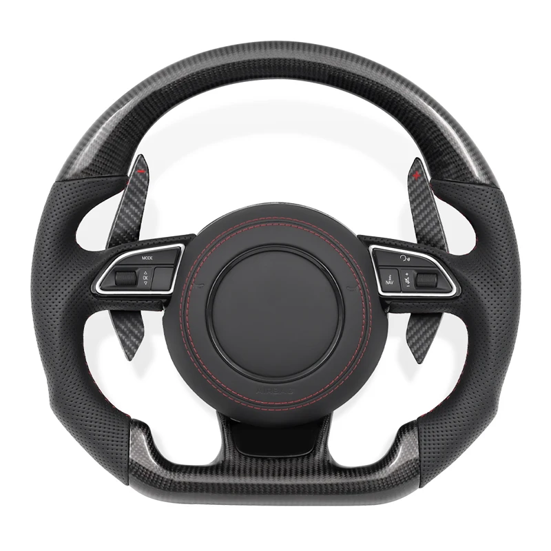 

Car Steering Wheel for Audi R8 TT TTS T RS A6 A7 2007-2016 Sport Flat Bottom Paddle Shift Carbon Fiber Steering Wheel Customized