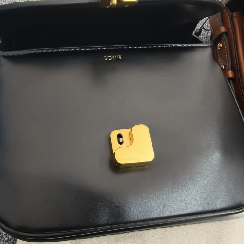 K SOEUR Premium Design Women's Handbag Full-Grain Leather Compact Square Bag Tofu-Shaped Shoulder Bag Crossbody Bag