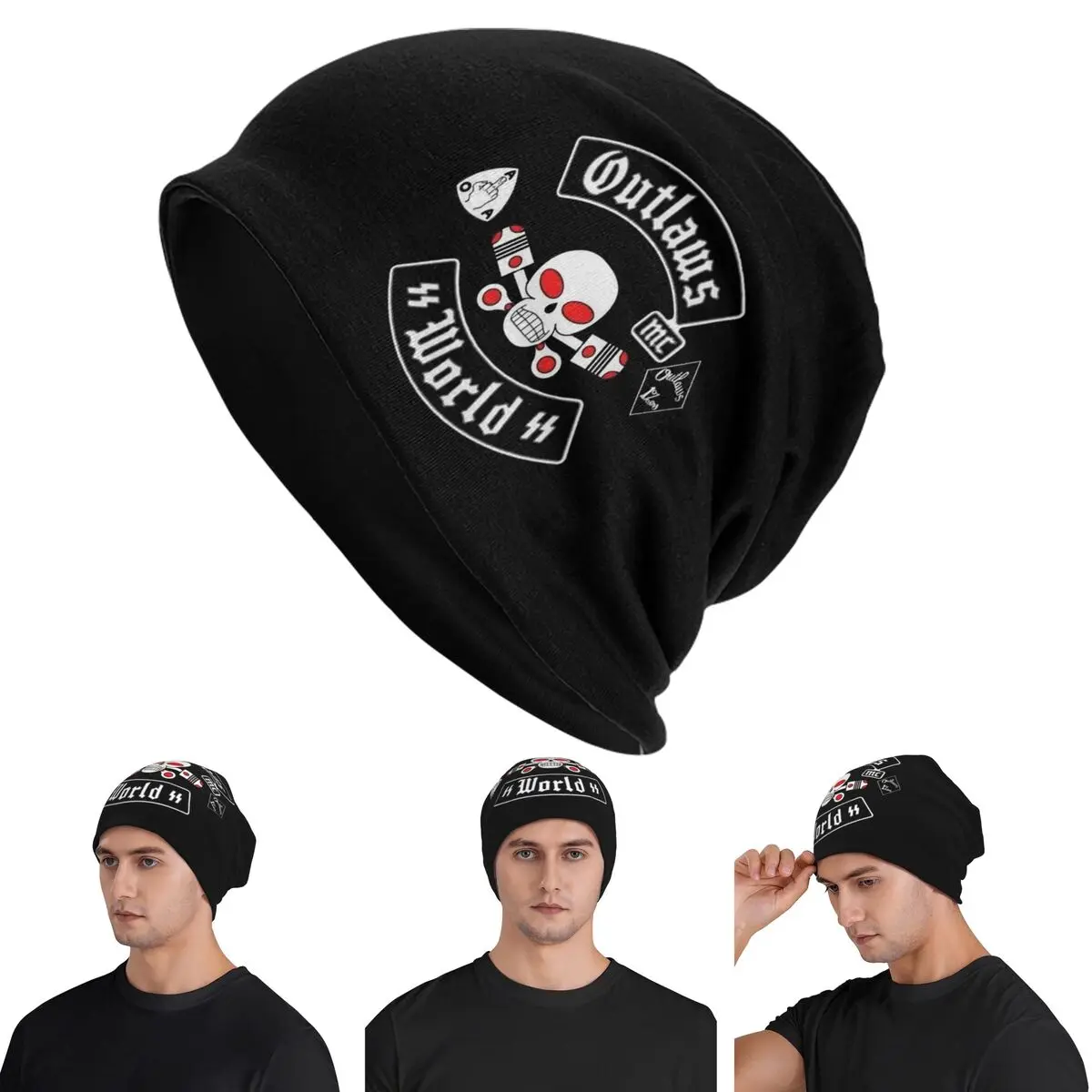 Outlaws Mc دعم قبعة محبوكة دافئة الهيب هوب بونيه قبعة الخريف الشتاء في الهواء الطلق بيني القبعات للجنسين الكبار