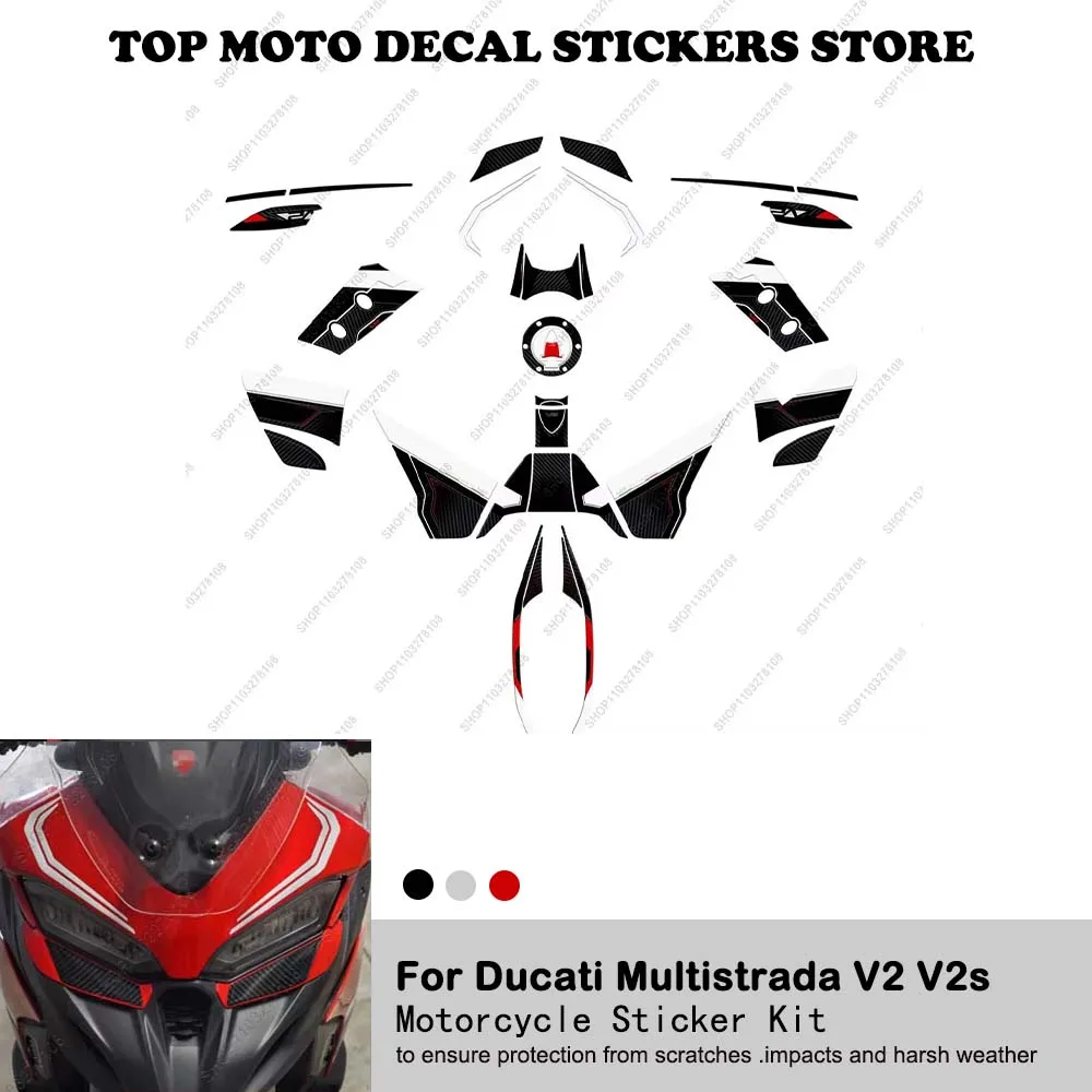 

For Ducati Multistrada V2 V2s 2025 Motorcycle Accessories Waterproof Anti-scratch Moto Sticker Kit 3D Resin Protective Sticker