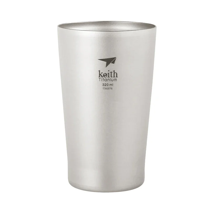 

Keith Titanium Mug 320ml Double Wall Beer Cup Outdoor Camping Picnic Tableware Mug Whiskey Drinkware Anti-Hot Cup Ti9221