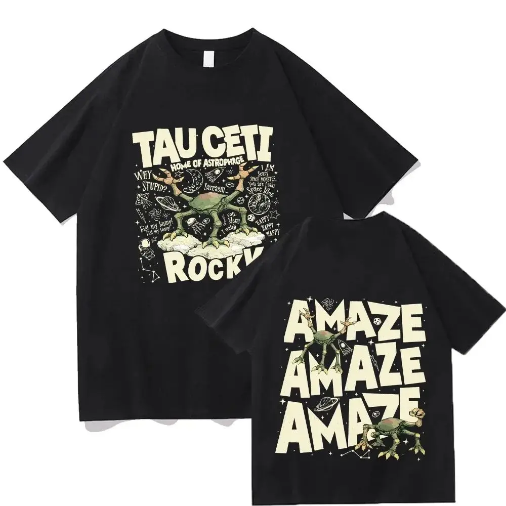 Rocky Tau Ceti Home of Astrophage Cartoon Tees Project Hail Mary T Shirts Sci Fi Lovers Gift High Quality Cotton Clothing Unisex