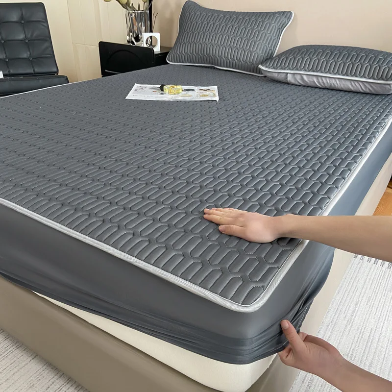 drap-housse-rafraichissant-en-soie-et-latex-couleur-unie-tapis-rafraichissant-en-soie-glacee-pour-l'ete-ensemble-trois-pieces-lavable-en-fibre-de-polyester-pour-climatisation