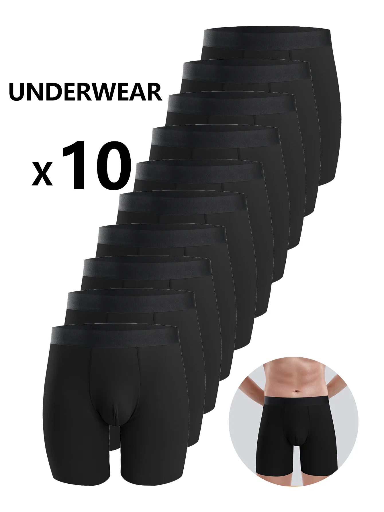 

Комплект из 6/10 предметов: мужские длинные трусы-боксеры, удобные, повседневные, свободные, комплект из нескольких предметов, изготовлен из эластичной полиэфирной ткани, с эль.