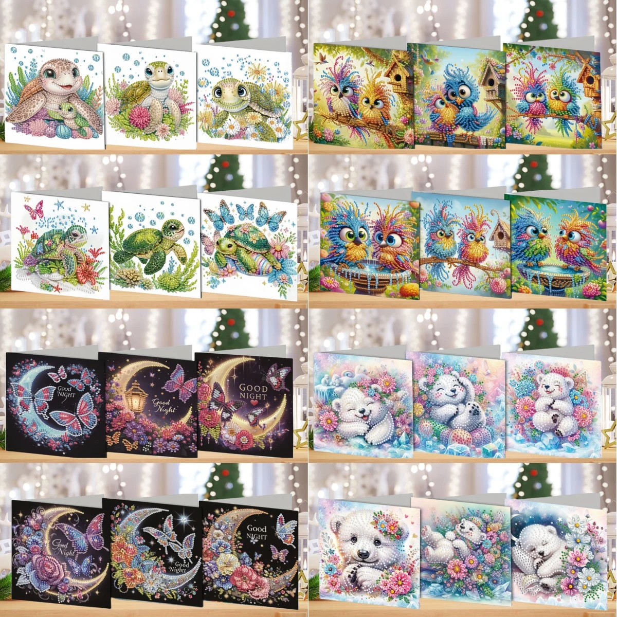 Romance6 DIY Animal Pattern Diamond Painting Kit Greeting Cards, Expressing Unspeakable Love and Writing Romance