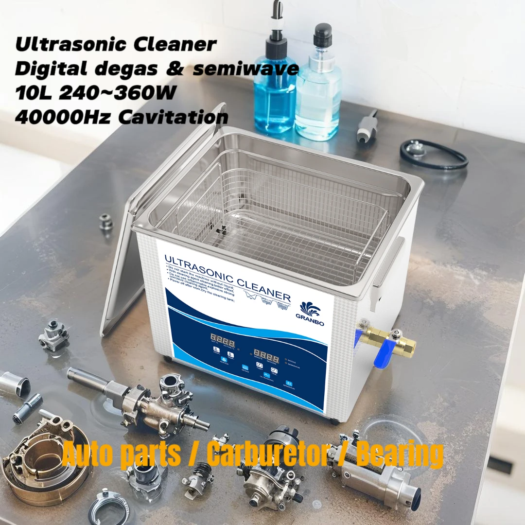 10L Ultrasonic Cleaner Machine 240W/360W Semiwave Degas 40KHz Ultrasound for 3D Models Hardware Auto Parts Cleaning