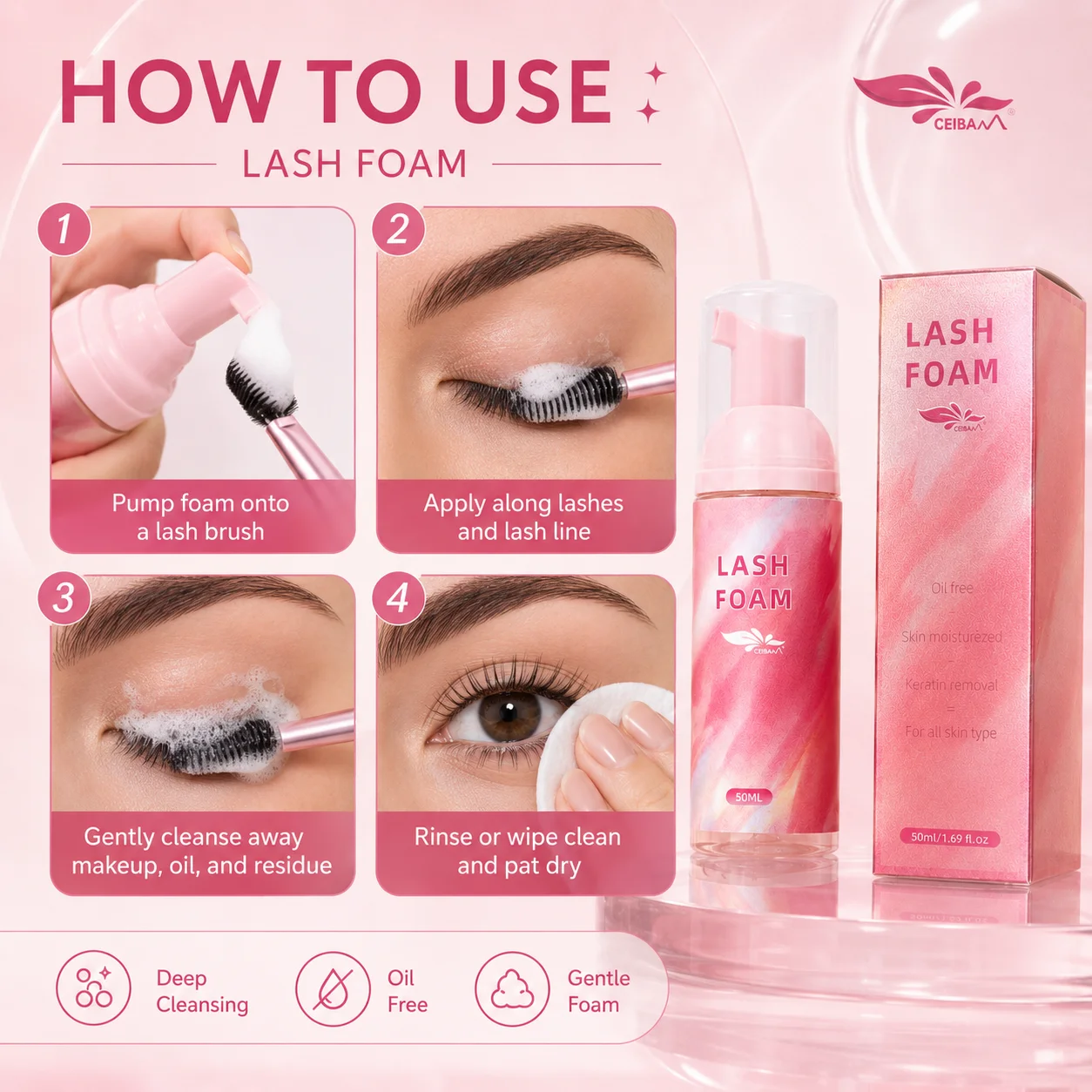 شامبو رغوي للرموش 50 مل خالٍ م - مراجعة Eyelash Extension Aftercare وسعره