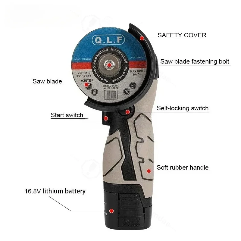 Household Mini Angle Grinder Polishing Machine 16.8V Lithium Battery Small Cutting Machine Handheld