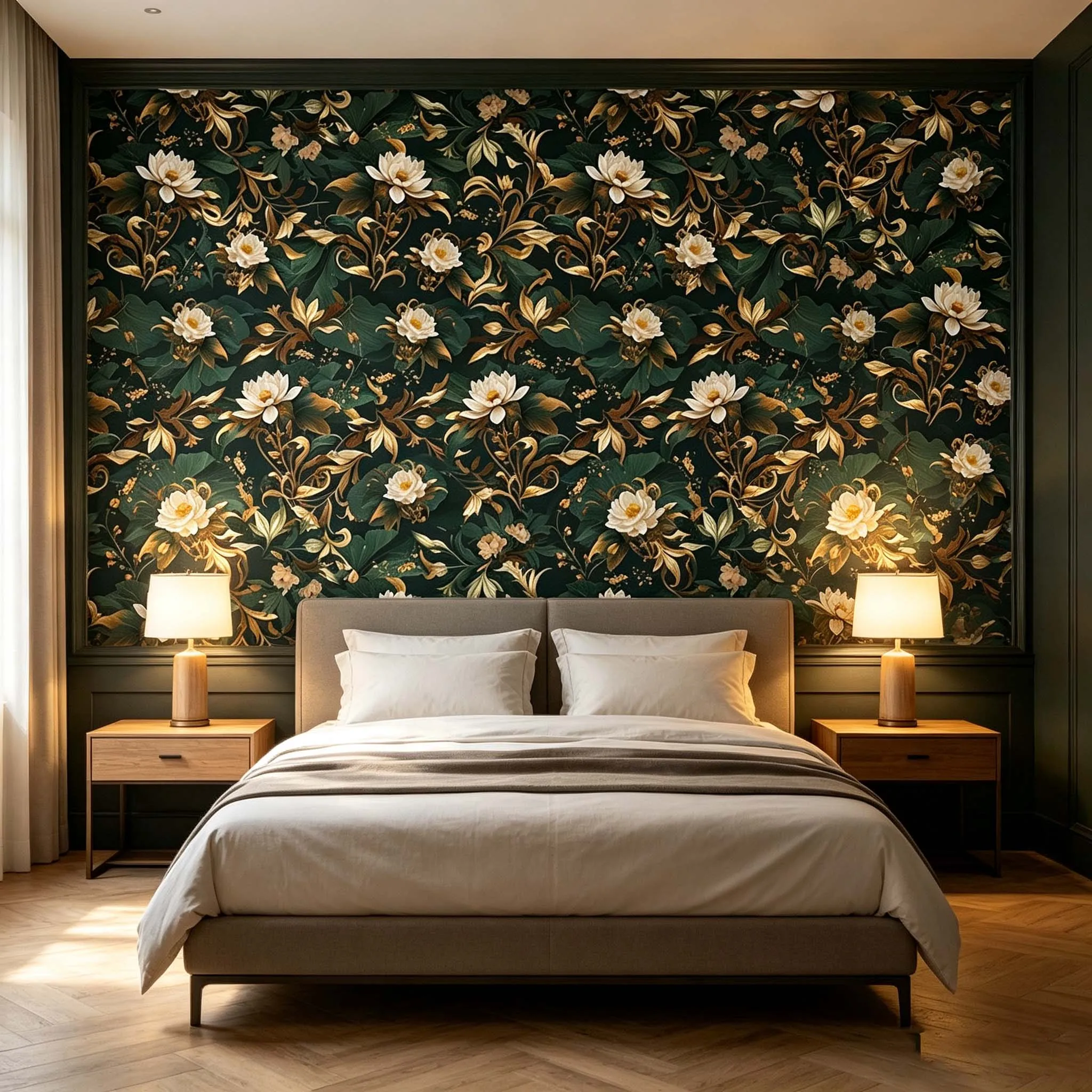 Self Adhesive Moisture-Proof Dark Floral Wallpaper Furniture Cabinet Renovation Sticker American Rose Style Retro Wallpaper
