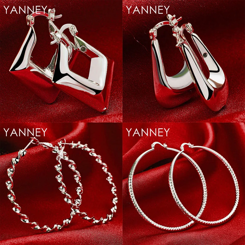 

925 Sterling Silver Delicate Round Twist Earrings Women Party Charm Wedding Fashion Accessories Jewelry Gift