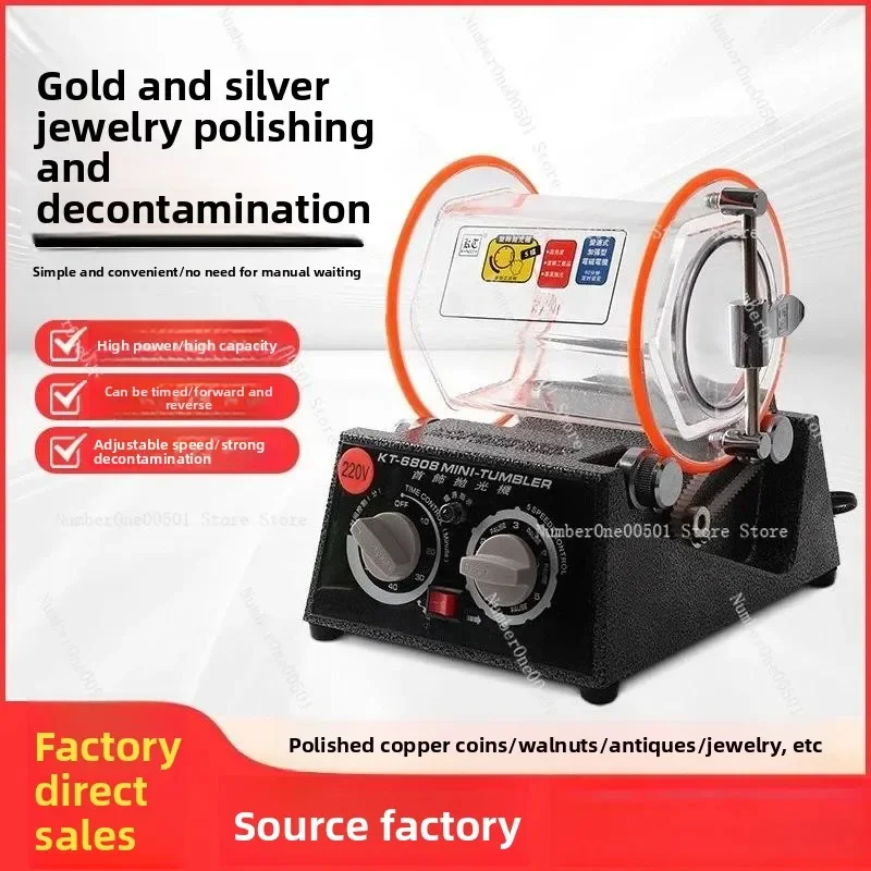 KT1320 6808 Small Rotary Barrel Polishing Machine for Jewelry Gold Silver Cleaning