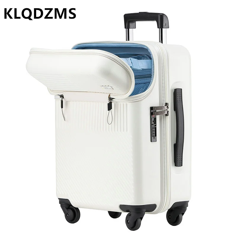 KLQDZMS Laptop Luggage 20 Inches Front Opening Boarding Case 24" PC Trolley Case for Men and Women with Wheels Rolling Suitcase