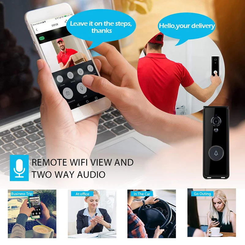Tuya في الهواء الطلق جرس الباب اللاسلكي واي فاي 1080P للرؤية الليلية 2-way الصوت الداخلي فيديو مقاوم للماء المنزل الذكي كشف كاميرا جرس الباب #5