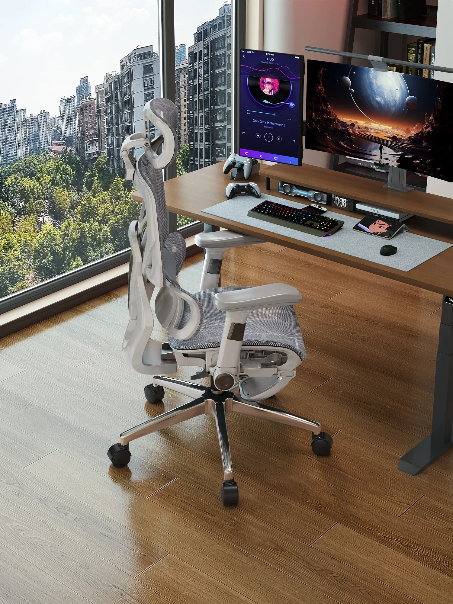Space capsule ergonomic chair waist support, sitting for a long time, not tired, can lie down waist support