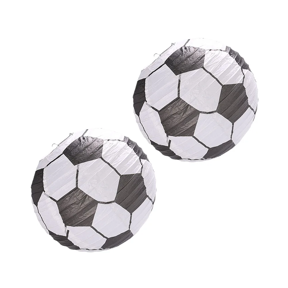 

2pcs Football Shape Paper Lanterns Portable Diy Decorations Home Kindergarten Classroom Holiday Festival Room