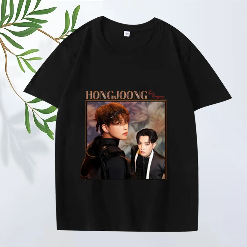 

Ateez Hongjoong Vintage Classic graphics T Shirt men women Oversized 100% Cotton fashion short sleeve Summer print Unisex tops