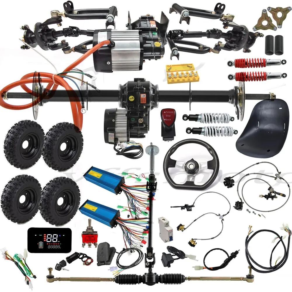 

Go Kart Front Drive Shaft Axle Swing Arm 40'' Rear Kit 1500W Motor 4.10-6 Wheels for ATV Go Kart