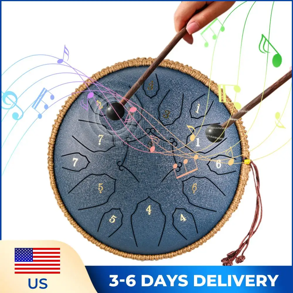 

12-дюймовый большой эфирный барабан D-мажор с сумкой и палочками для игры, 15 нот, для начинающих, детский ручной барабан для йоги, медитации, звукотерапии