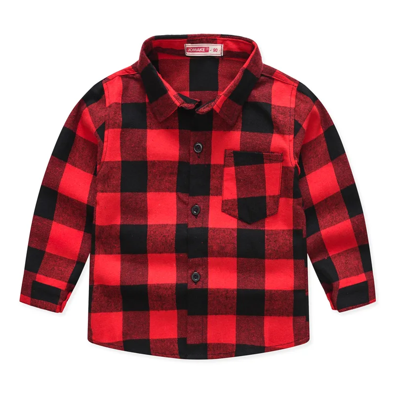 Boys Shirts Classic Casual Plaid Child Shirts Kids School Blouse Red Tops Clothes Kids Children Plaid 2-8 Years Kids Boy Wear