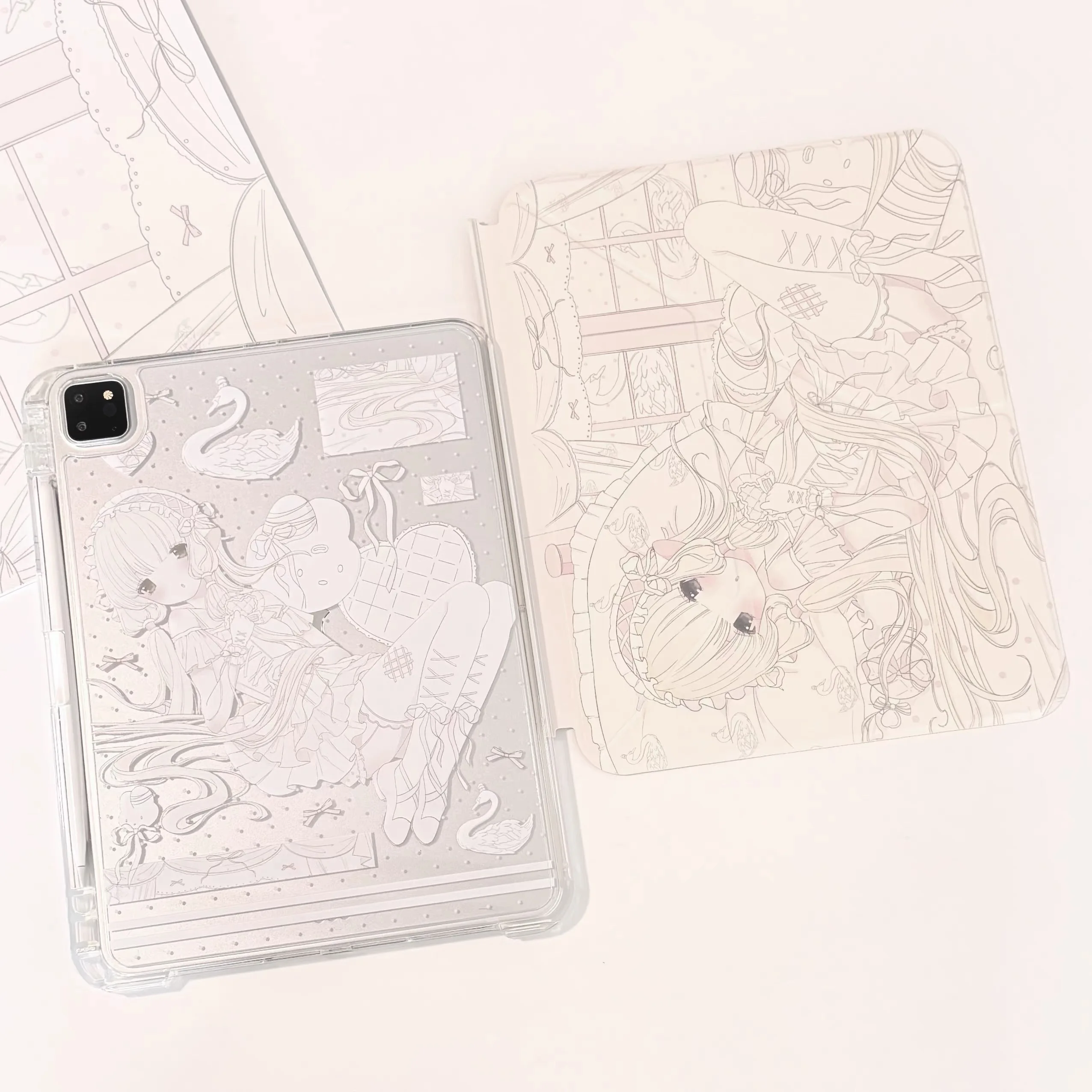 Suitable for iPad protective cases, the Y+ three-fold pull-out sliding rail model with a pen slot and a flat shell