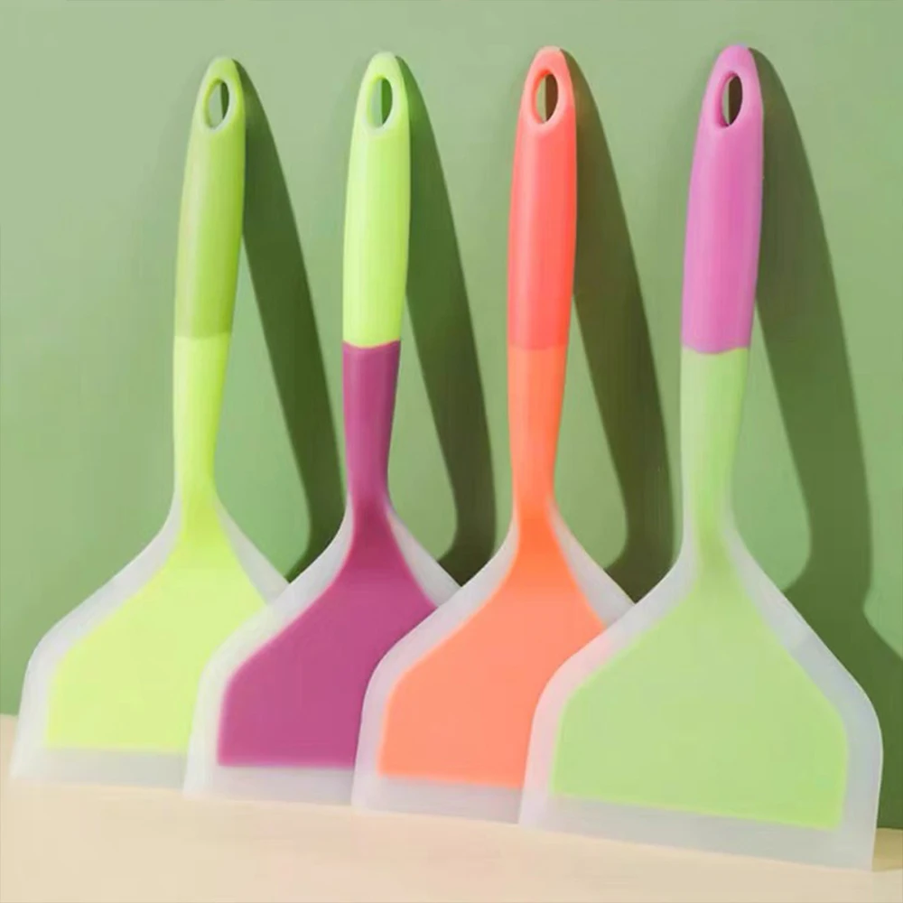 Silicone Spatula Wide Pancake Turner Nonstick Heat-Resistant Pancake Shovel for Cooking Baking Color Random