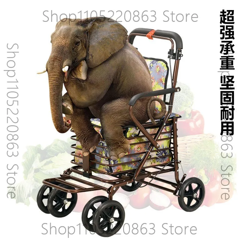 

Pushable and seated elderly help cart, elderly walker, elderly help trolley folding shopping cart