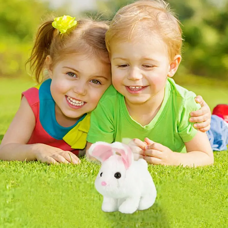 Juguete de conejo de peluche eléctrico para caminar, divertido conejo interactivo electrónico para niñas, niños y niños