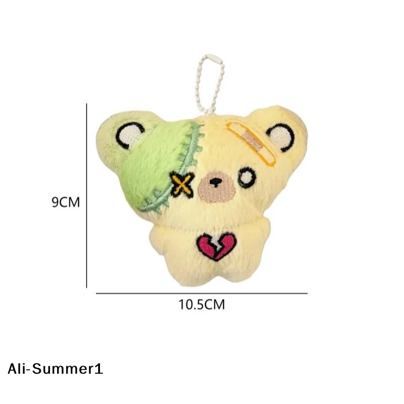 【E】Cartoon Plush Bear Doll Toy Keychain Sweet Cute Bag Pendant Charms Car Keyring Accessories For Women Couples Kawaii Gift