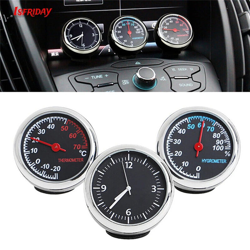 3PCS Set Practical Automobile Digital Clock Mini Car Watch Automotive Thermometer Hygrometer Decoration Ornament Clock